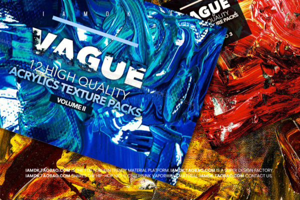 潮流复古酸性狂野丙烯酸涂料画布肌理实验派抽象艺术背景图片素材 Vague II 12 Acrylics Textures
