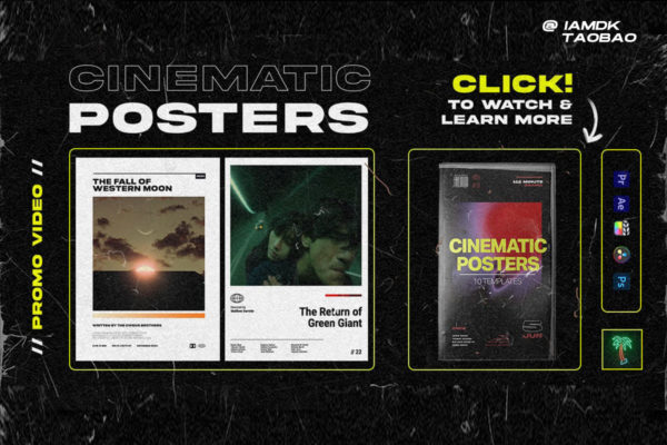 达芬奇/AE/PR/Fcpx模板 未来嘻哈酸性品牌推广新媒体社交海报视频设计素材 Tropic Colour – Cinematic Poster Templates