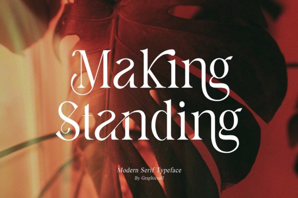 极简优雅杂志海报标题logo设计衬线英文字体安装包 Making Standing – Ligature Typeface