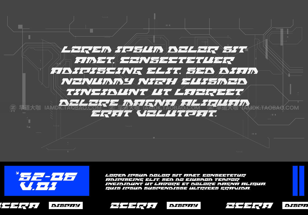 未来科幻电音机能工业赛博朋克海报封面标题英文字体安装包 Ocera – Display Font插图3