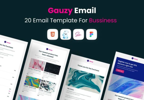 电子邮件创建页面模板设计WEB UI套件素材 Gauzy – 20 Uniq Email Template for Bussiness
