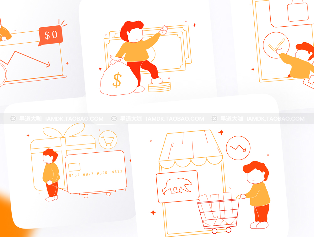 卡通有趣购物理财金融主题场景人物矢量插件素材 Finance & Currency v1.0 – Illustration Pack插图3
