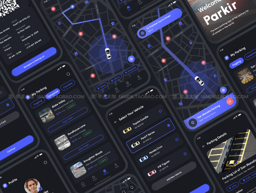 高质量停车场车位预定APP界面设计UI套件设计素材 Parkir – Parking App UI Kit插图7