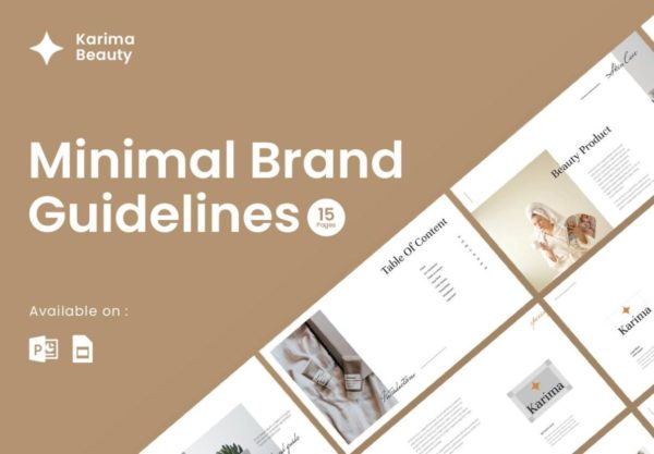 极简品牌vi指南规范设计ppt幻灯片模版素材 Karima Brand Manual Template