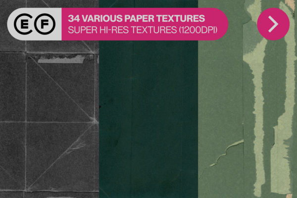 34款潮流复古磨损折痕做旧撕纸纸张扫描纹理背景图片Ps设计素材 34 Various Paper Textures Pack