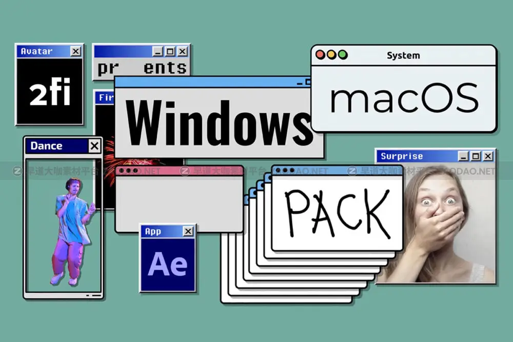 AE模板 潮流Win&Mac操作系统对话框弹框动画特效素材 Windows & macOS Pop-up Pack插图