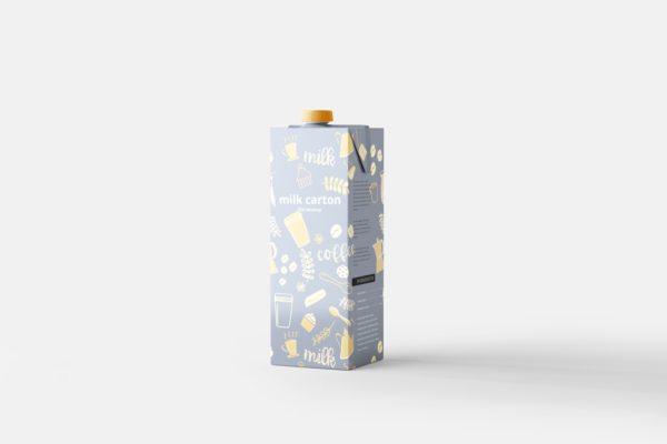 时尚逼真牛奶果汁包装纸盒外观设计展示ps智能贴图样机模版 Milk Carton Box Mockups