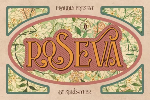 复古海报电影标题标志设计衬线英文字体 Roseva Font