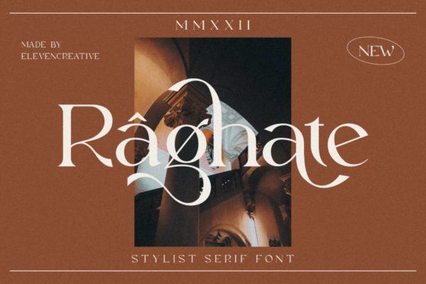 时尚优雅品牌婚礼徽标logo设计衬线英文字体 Raghate Serif New Font