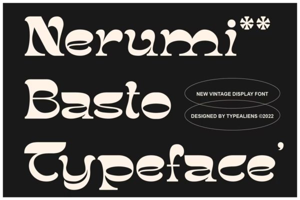 现代复古杂志海报徽标logo设计装饰性英文字体 Nerumi Basto