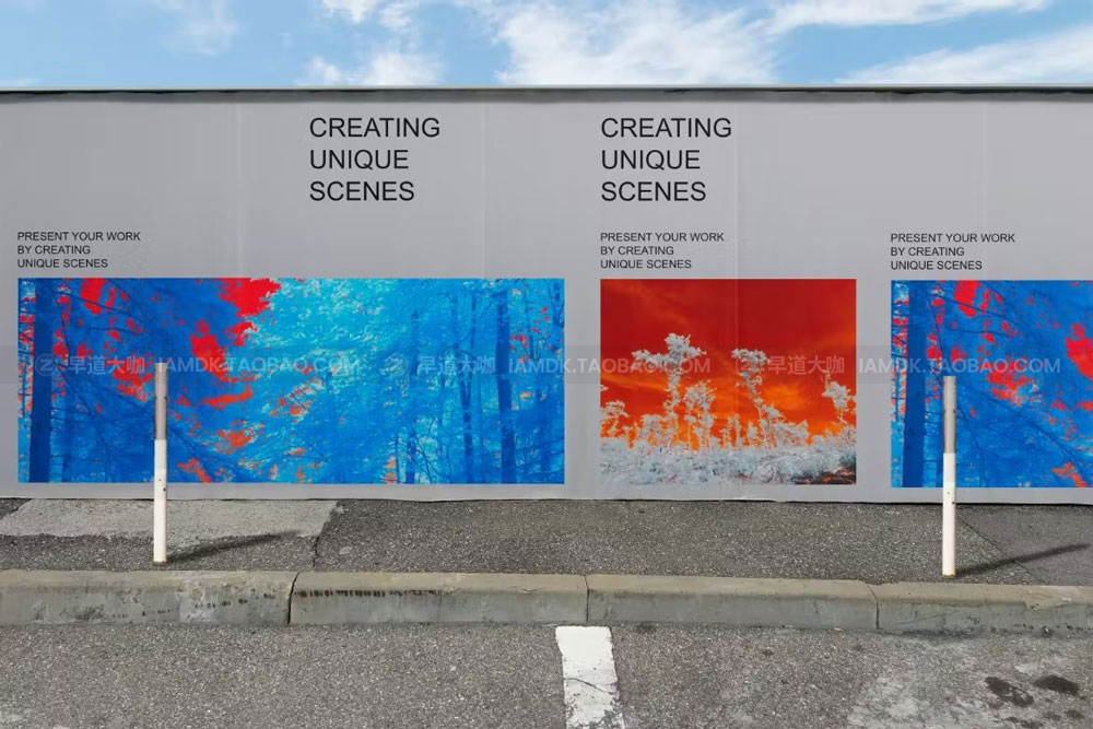 城市街头围栏海报展板设计展示效果图PSD样机模板 Wall Poster Mockups插图3