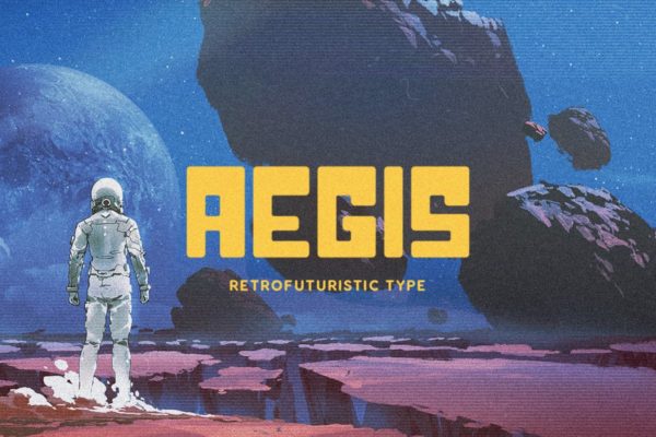 复古赛博朋克Y2K风海报封面设计英文字体安装包 Aegis Typeface