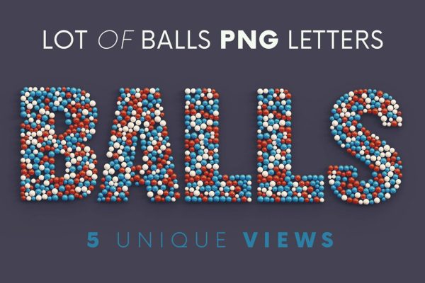 有趣3d创意立体圆球英文字母数字png免抠图设计素材 Lot of Balls – 3D Lettering