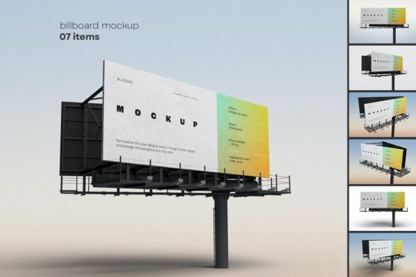 7款高品质户外路桥高速广告牌海报设计展示贴图样机模板 Billboard Mockup
