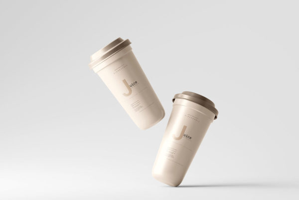 6款500ml哑光带盖一次性外卖咖啡纸杯设计展示贴图psd样机模板 Disposable Cup Mockup