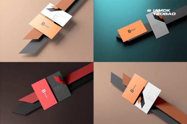 10款时尚品牌vi设计商务名片卡片展示贴图样机模板 Horizontal Business Cards Mockup