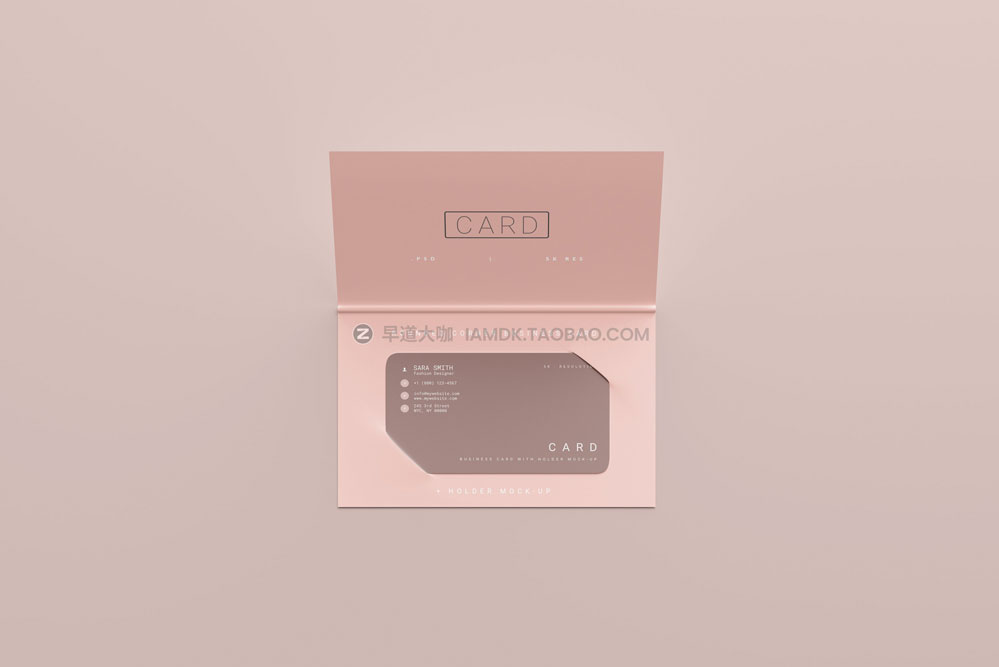 双折带卡套圆角礼品会员卡名片设计展示贴图psd样机模板素材 Business Card with Holder Mockups插图2