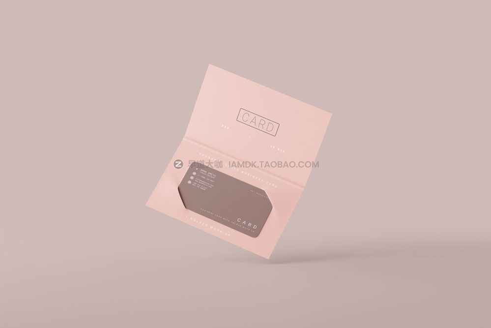 双折带卡套圆角礼品会员卡名片设计展示贴图psd样机模板素材 Business Card with Holder Mockups插图4