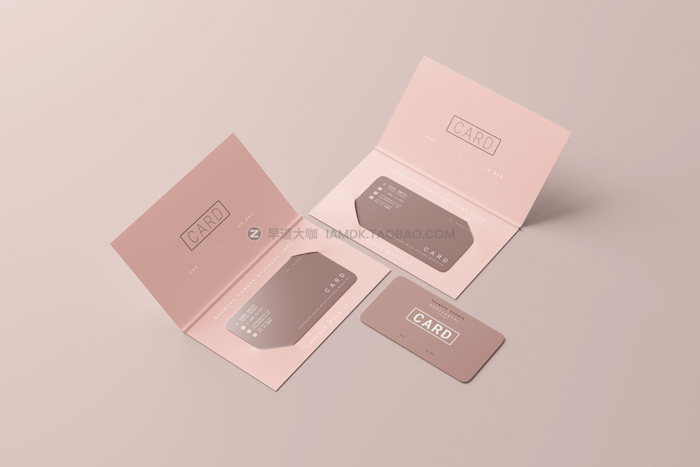 双折带卡套圆角礼品会员卡名片设计展示贴图psd样机模板素材 Business Card with Holder Mockups插图7