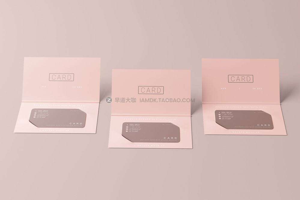 双折带卡套圆角礼品会员卡名片设计展示贴图psd样机模板素材 Business Card with Holder Mockups插图8