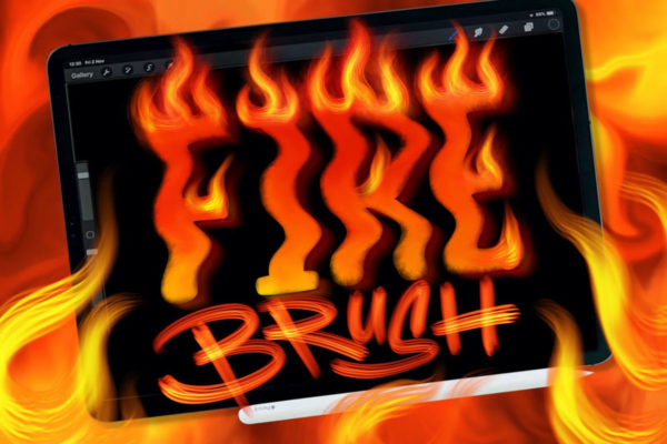 时尚涂鸦毛笔火焰火苗艺术绘画效果iPad Procreate笔刷素材 Dans Fire Brush