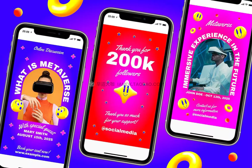 潮流渐变电子流行音乐ins公众号排版电商海报设计素材源文件 Gradient MetaPop Instagram Pack插图1 潮流渐变电子流行音乐ins公众号排版电商海报设计素材源文件 Gradient MetaPop Instagram Pack插图1