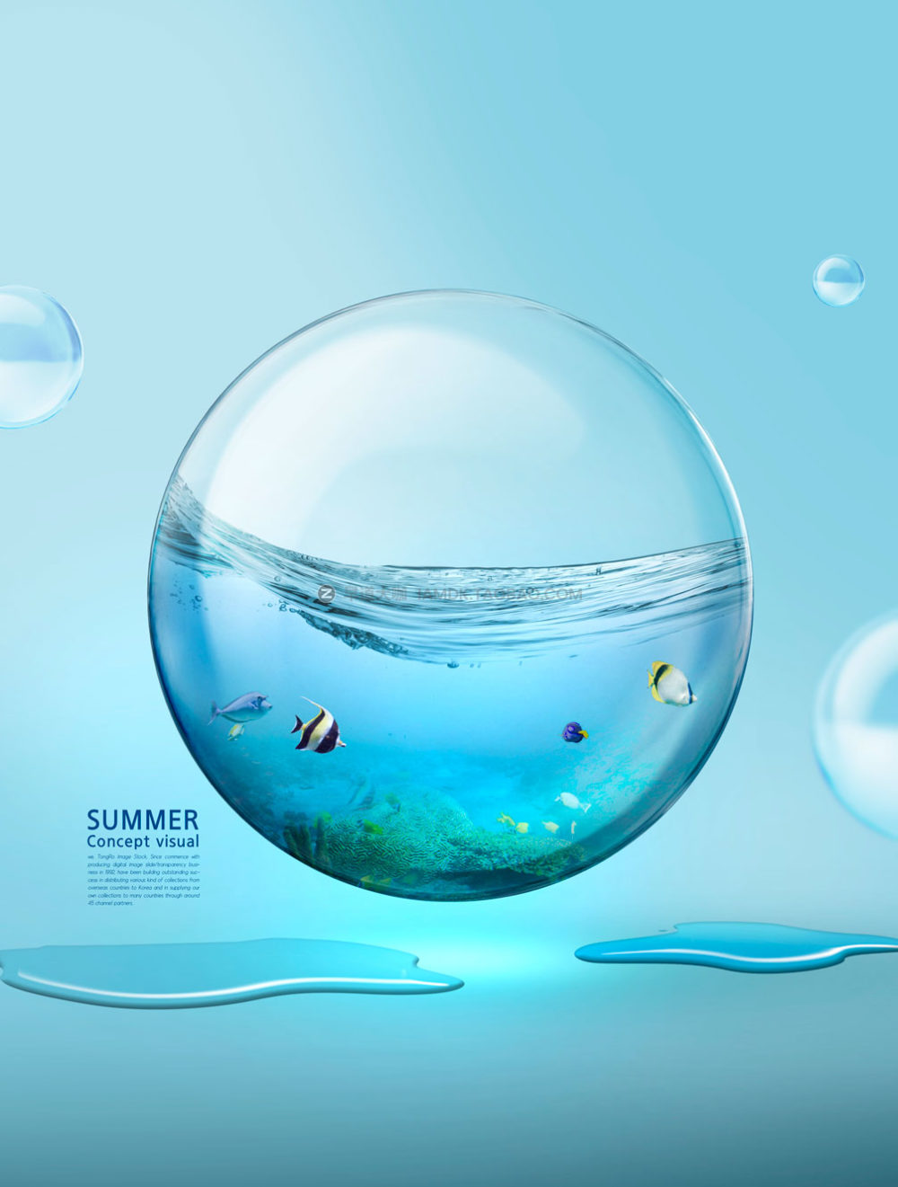 创意冰爽夏日水花水浪水立方创意合成传单海报PSD模板设计素材 Summer Creative Synthesis PSD Poster Template插图7