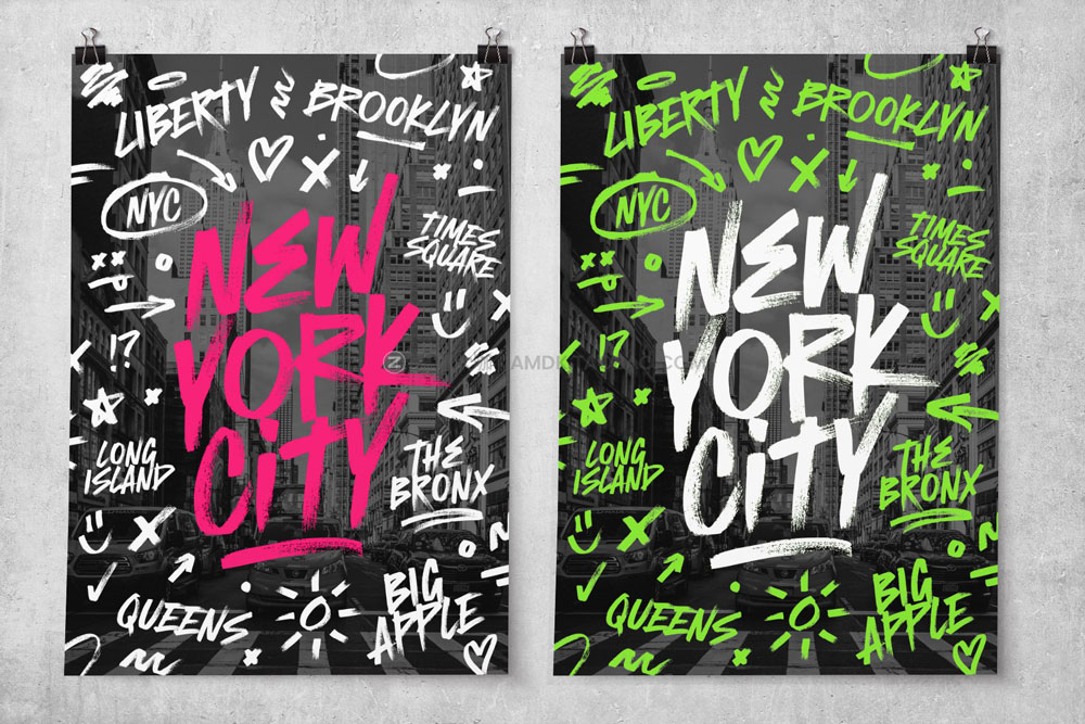 潮流街头嘻哈说唱涂鸦马克笔手写毛笔超酷psai英文字体安装包 atomic