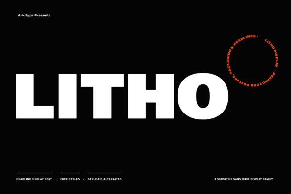 未来工业风厚重粗体海报包装标题logo设计无衬线英文字体安装包 Litho Display