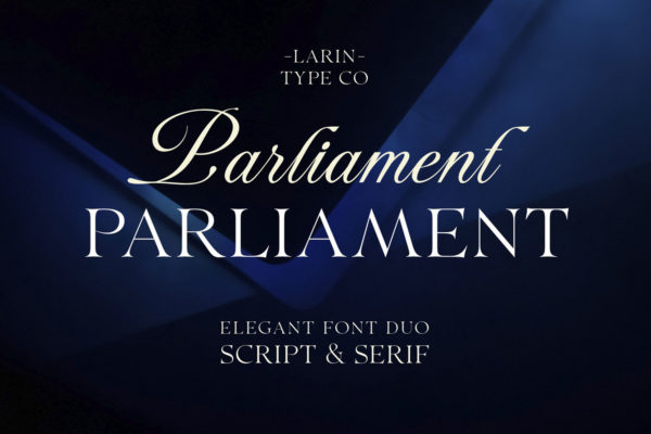 时尚优雅奢华婚礼产品包装标题logo设计手写签名英文字体素材 Parliament | Font Duo