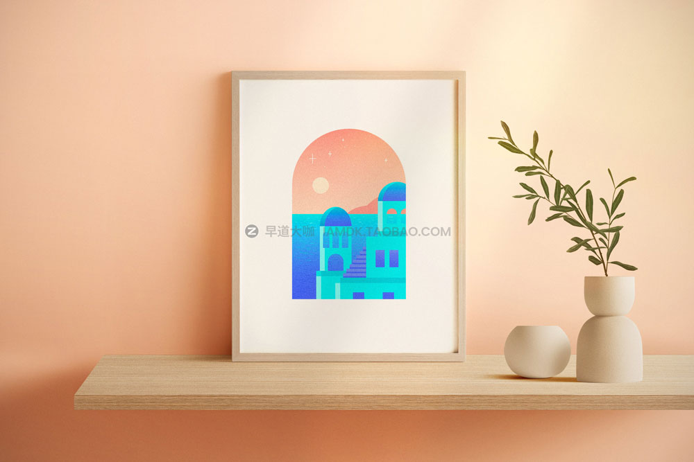 90年代复古炫彩颗粒霓虹ins风夏季度假艺术插图插画ai设计素材 Oh Summer! Neon sunset scene set插图2