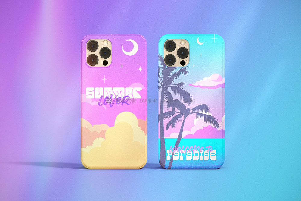90年代复古炫彩颗粒霓虹ins风夏季度假艺术插图插画ai设计素材 Oh Summer! Neon sunset scene set插图3