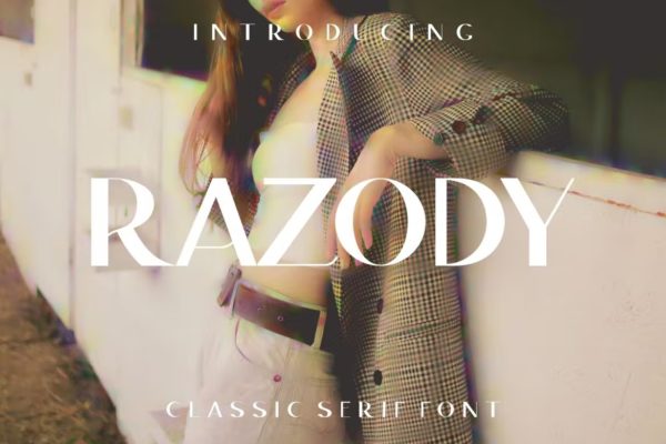 现代优雅海报封面徽标logo设计衬线英文字体 Razody Font