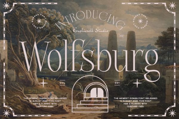 优雅复古品牌广告标志设计衬线英文字体 Wolfsburg Romans Font