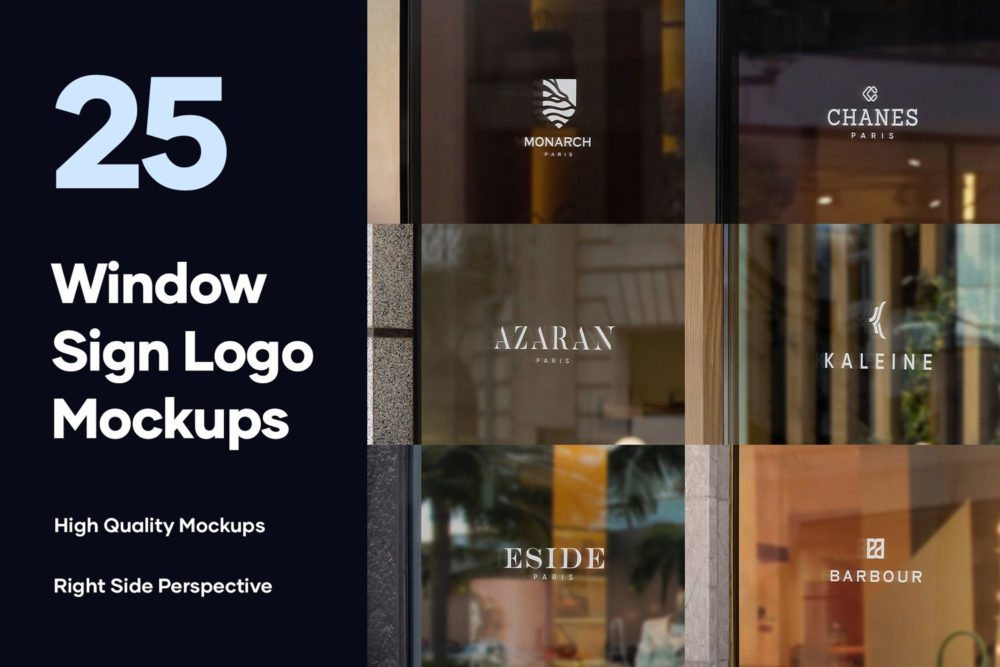 25款高级街头门店玻璃窗户徽标标牌Logo设计展示ps样机模板合集 25 Window Signs Logo Mockups插图