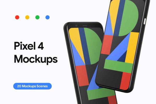20款高质量APP界面设计谷歌Google Pixel 4手机屏幕演示PSD样机模板 Google Pixel 4 – 20 Mockups Scenes