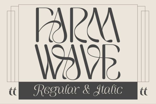 优雅复古奢华酸性杂志包装标题设计衬线英文字体安装包 Farm Wave – Regular & Italic