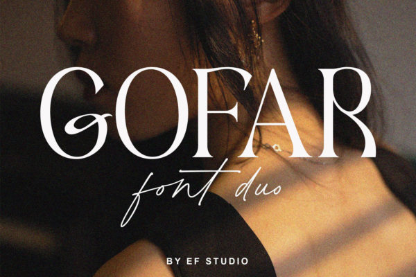 现代奢华优雅婚礼杂志logo设计衬线&手写签名英文字体包 Gofar | Font Duo