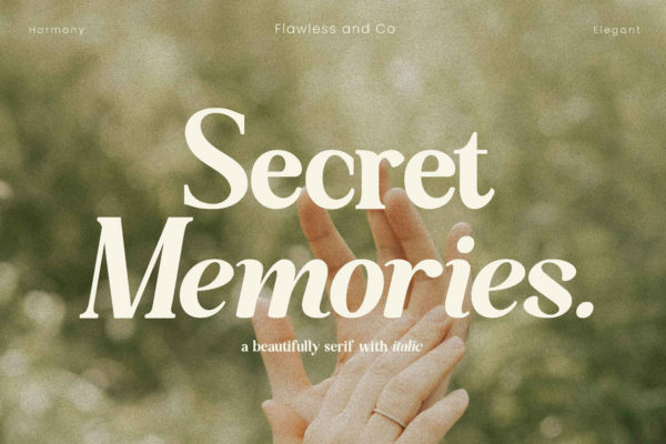 时尚优雅复古波西米亚风杂志排版徽标logo设计衬线英文字体素材 Secret Memories Font