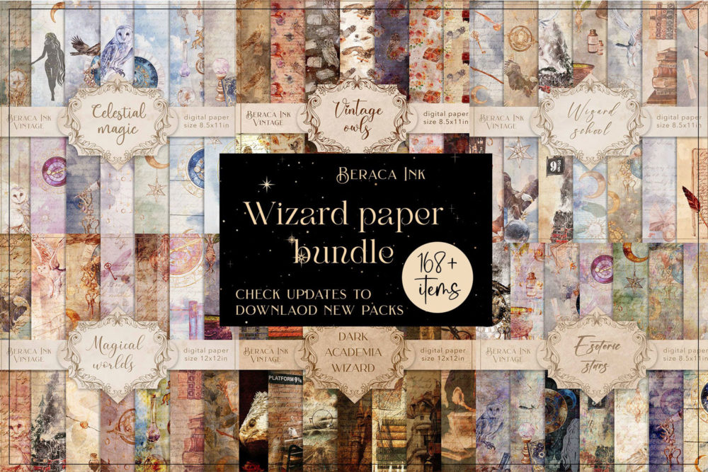 80款高清万圣节巫师魔法元素纸张纹理背景图片 80+ Vintage Wizard Textures Bundle插图