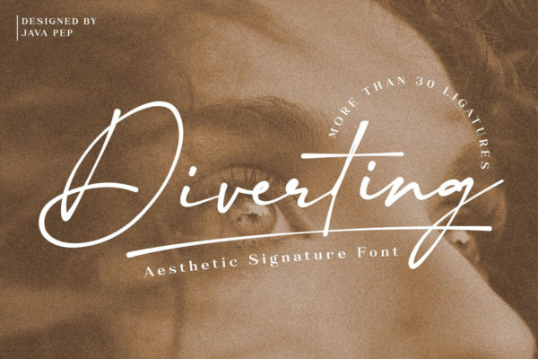 现代优雅婚礼请柬贺卡标题品牌设计签名手写英文字体包 Diverting – Aesthetic Signature