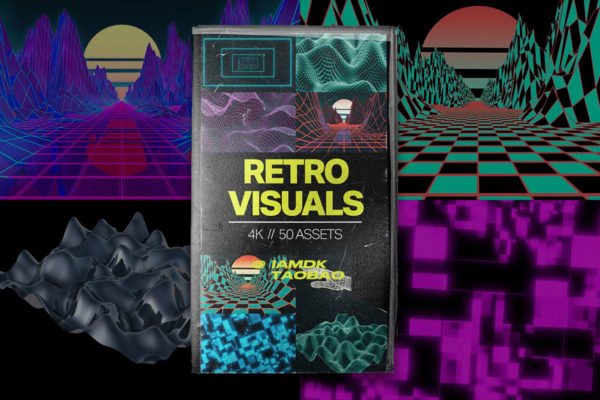 未来赛博朋克蒸汽波3d液体网格抽象复古音乐巡演视觉标题叠加背景4k视频素材 Tropic Colour – Retro Visual Elements