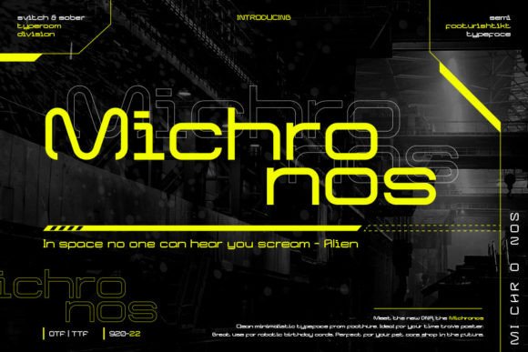未来赛博朋克机能智能海报电影标题徽标logo设计无衬线英文字体包 Michronos Font