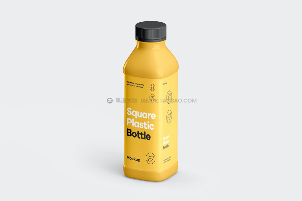 方形塑料瓶果汁饮料瓶子包装设计展示贴图ps样机模板 Square Plastic Bottle Mock-up插图5