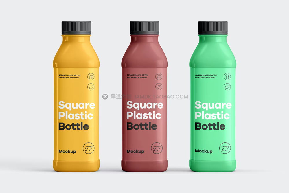 方形塑料瓶果汁饮料瓶子包装设计展示贴图ps样机模板 Square Plastic Bottle Mock-up插图4