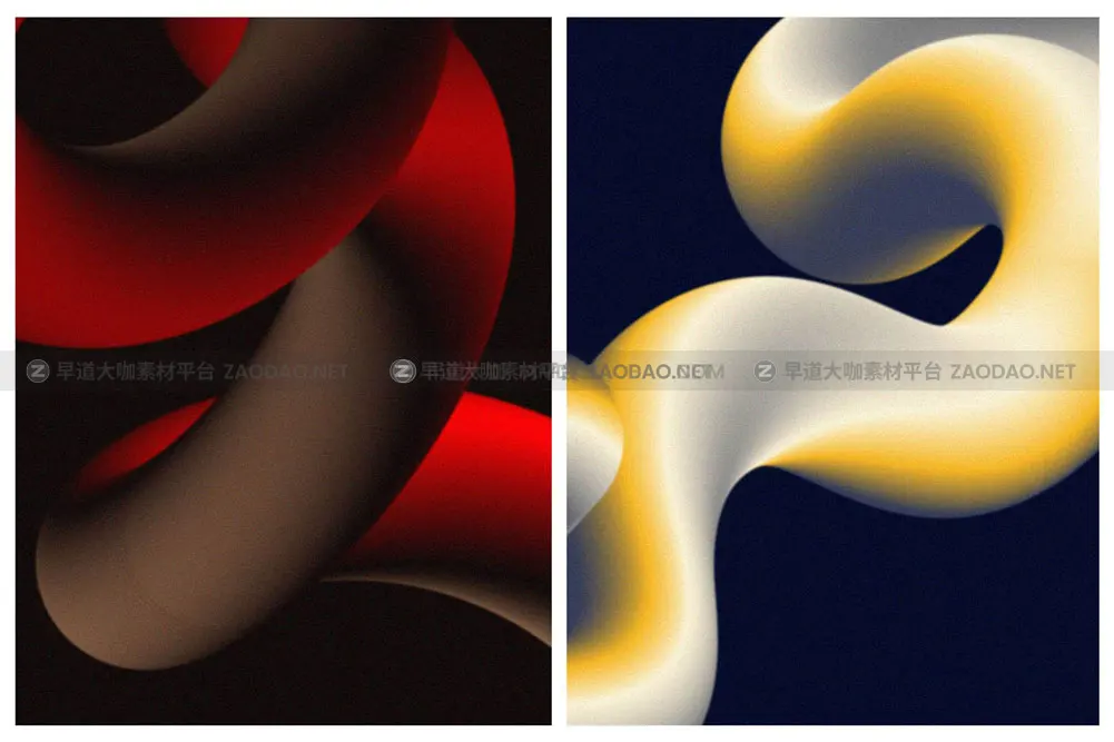 70款潮流怪诞渐变扭曲3D立体图形抽象艺术海报背景底纹ai设计素材 Gradient Blend Noise Vol. 2插图9