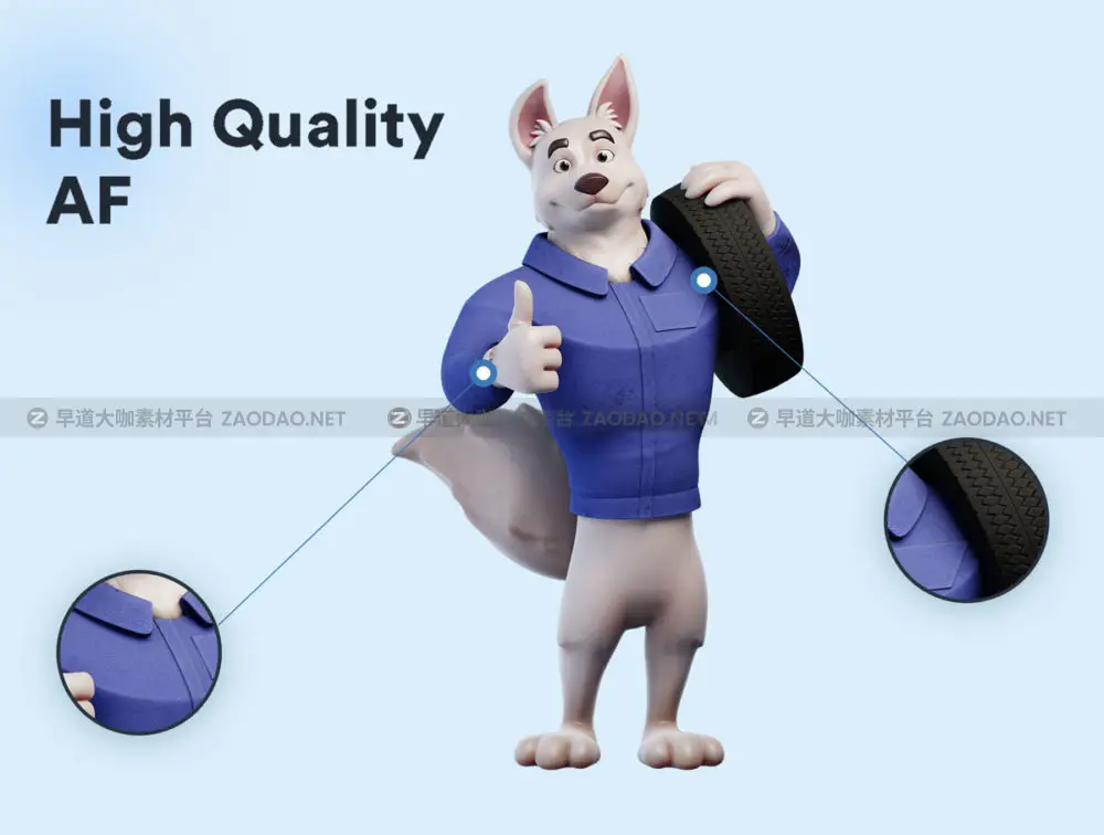 30多个自定义姿势拟人化吉祥物狗狗3d卡通有趣插画动画设计素材包 3D Mascot Character Dog Illustration FIGA UI Pack插图2