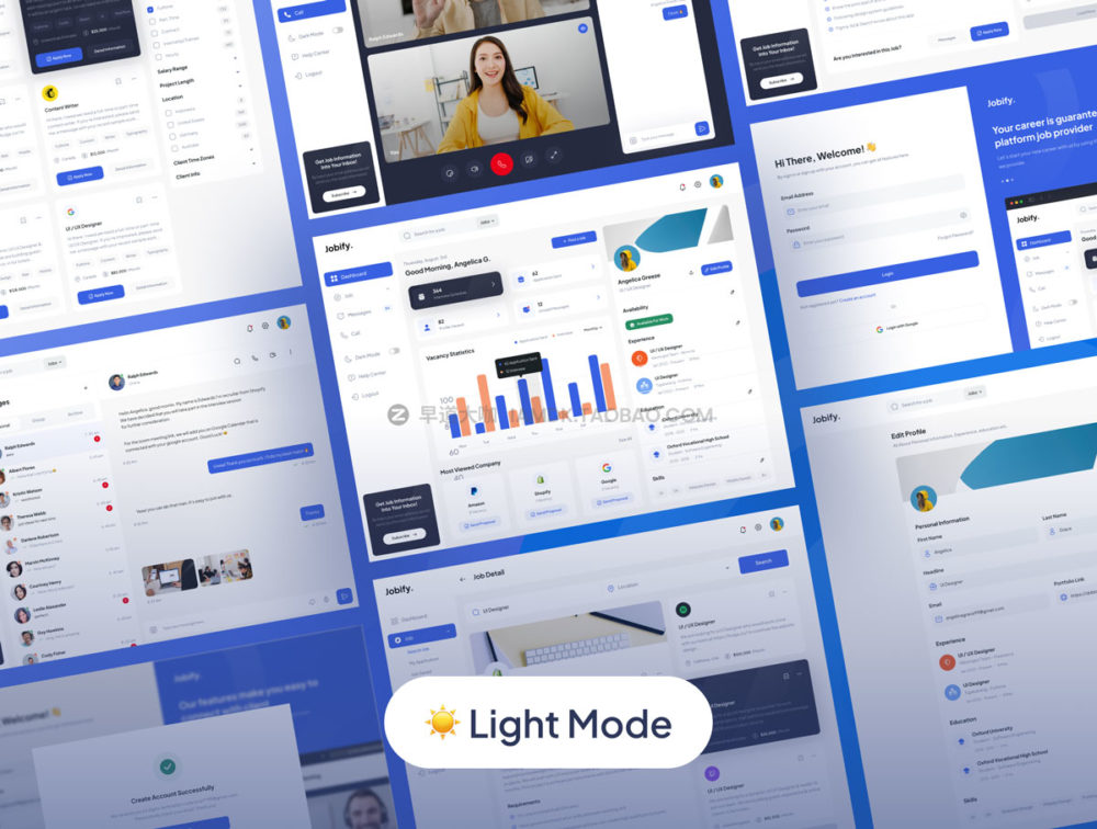 时尚求职招聘应聘仪表盘网站界面web ui套件素材 Jobify – Job Seeker Dashboard插图5