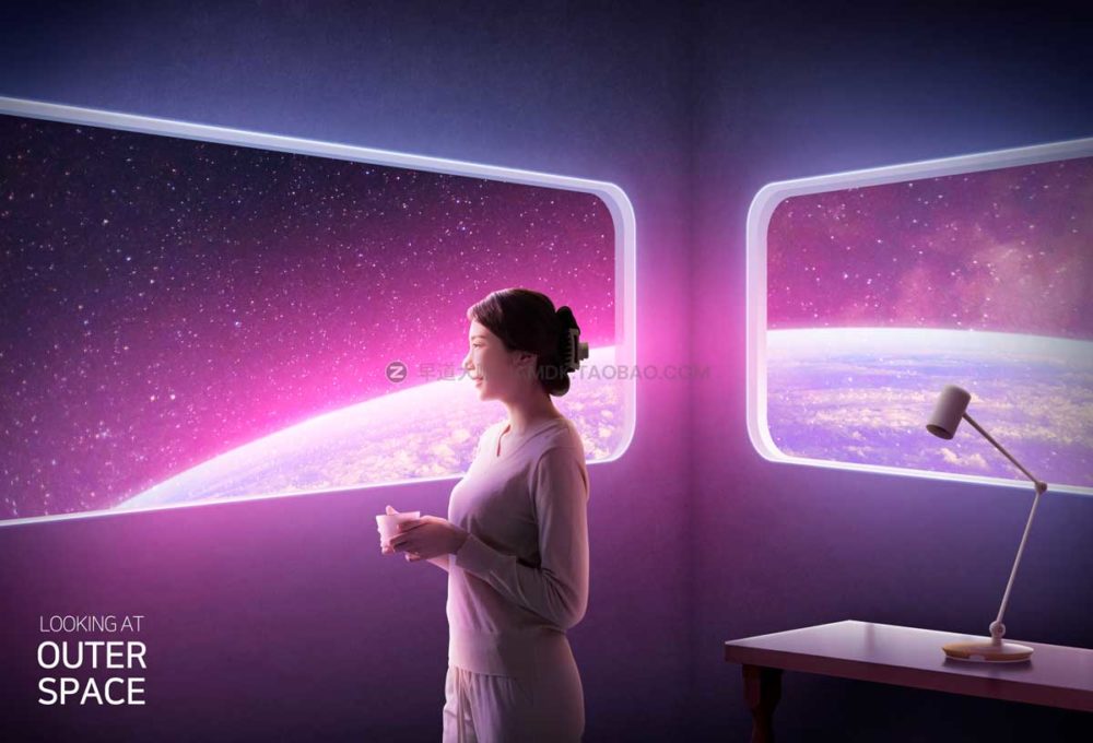 17炫酷高级未来宇宙太空星空视觉kv背景板海报设计PSD模板源文件 Cosmic space background poster template插图14