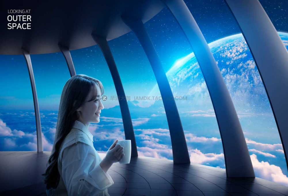 17炫酷高级未来宇宙太空星空视觉kv背景板海报设计PSD模板源文件 Cosmic space background poster template插图16